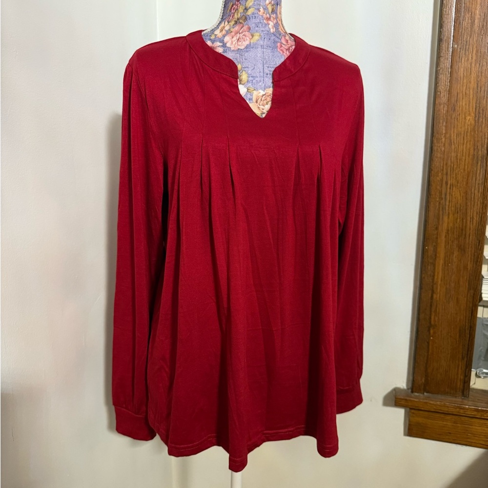 Elegant Red Women's Button Down Shirt